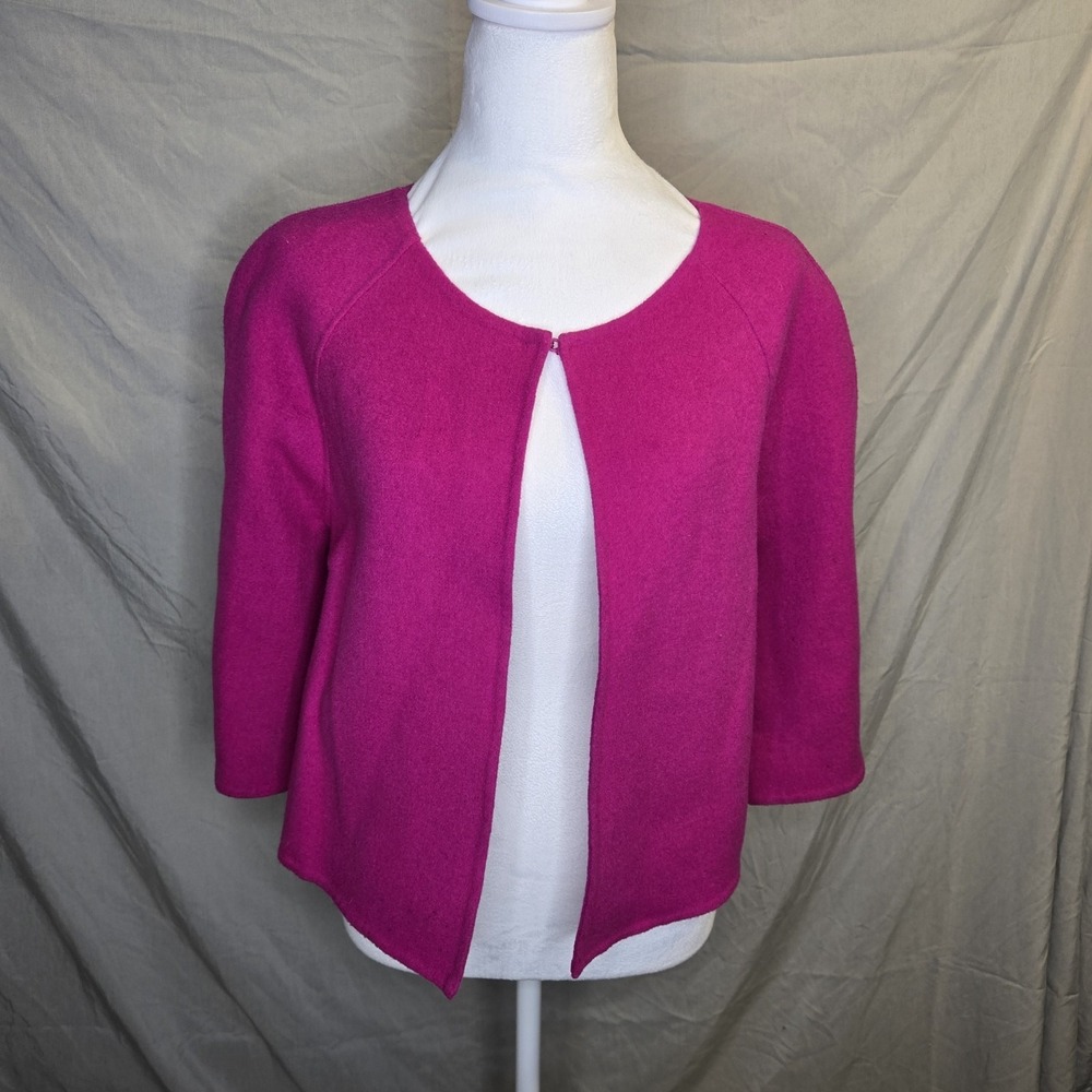Victor Alfaro Women's Pink Wool Angora Blend Cape Jacket Cropped Size 12